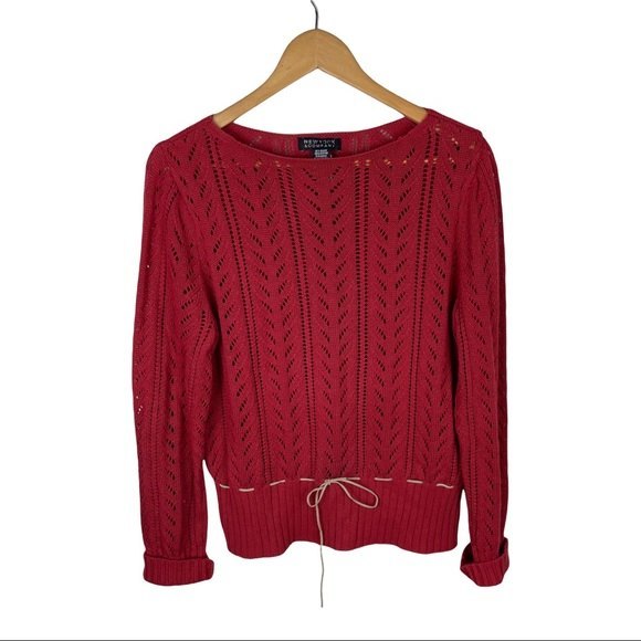 New York & Company Ramie & Cotton Blend Red Brick Knit Sweater Size‎ L - Picture 1 of 11